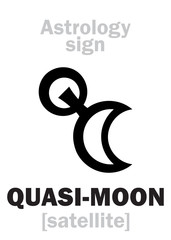 Astrology Alphabet: Quasi-MOON (trojan asteroid-satellite of planet). Hieroglyphics character sign (single symbol).