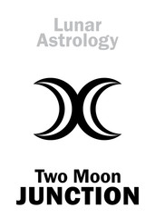 Astrology Alphabet: Two MOON junction. Hieroglyphics character sign (single symbol).