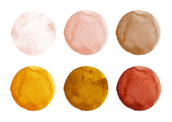 Watercolor circles of yellow and brown colors