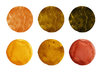 Watercolor circles of yellow and brown colors