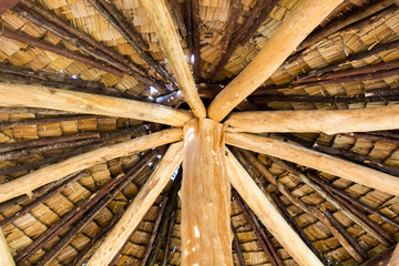 The Wooden roof frame, shingles, Roof frame.