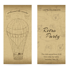 Vintage design template with grunge elements. Aeronautic theme. For flayers, brochure, coupon, ticket, banner, rack card or web design. Vector. You can put your own text message.