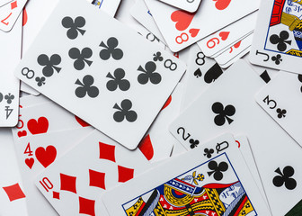 Poker Playing cards face up Copyspace.