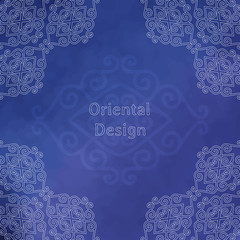 Vector ornamental background in asian style. Watercolor illustration. Place for your text