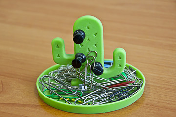 Holder for staples in the form of cactus, desktop stationery, paper clips