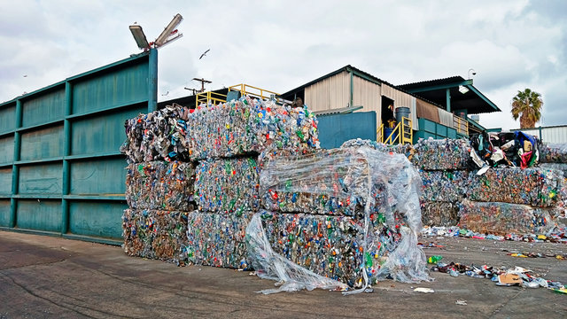 Recycling facility with its goods bundled up.