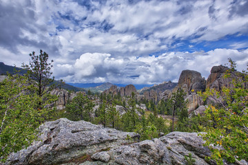 Building storm clouds over the Black Hills near Rapid City South Dakota