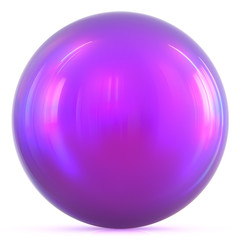 Purple ball sphere round button basic circle geometric shape solid figure simple minimalistic atom element single blue drop shiny glossy sparkling object blank balloon icon. 3d illustration isolated