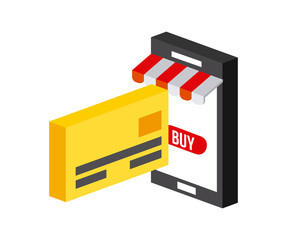 smartphone and shopping related icons over white background. colorful design. vector illustration