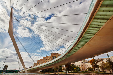 Jerusalem - 20 November, 2016: Jerusalem central bridge day time with traffic