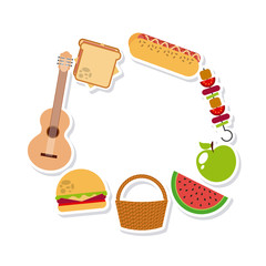 picnic related icons over white background. colorful design. vector illustration