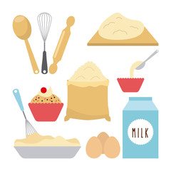 homemade food related icons over white background. colorful design. vector illustration