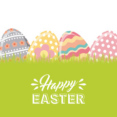 happy easter card with easter eggs over white background. colorful desing. vector illustration