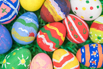 easter eggs in grass field