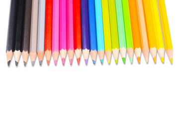 Color pencils isolated on white background professionally