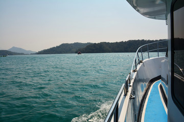 corner of boat at sun moon lake national scenic area , taiwan