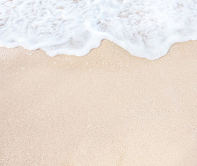 Fototapeta na wymiar Soft wave lapped the sandy beach, Summer Background.