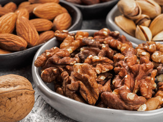 Plate with walnut close up