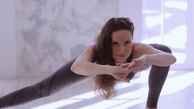 Woman stretching training