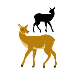 Deer vector illustration style Flat black silhouette