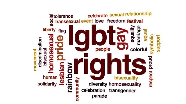 LGBT rights animated word cloud, text design animation.