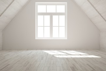 White empty room. Scandinavian interior design. 3D illustration