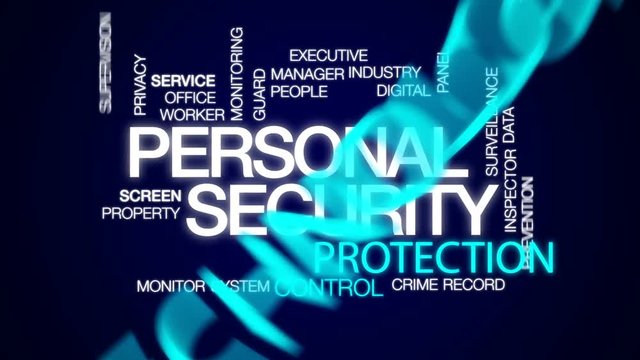 Personal security animated word cloud, text design animation.