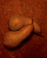 two pears cuddling