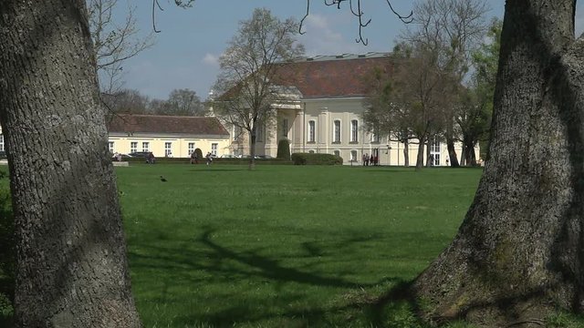 Castle of Laxenburg with trees in the foreground