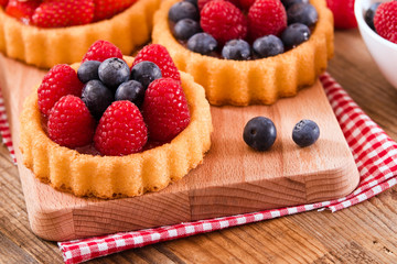 Tartlets with forest fruits.