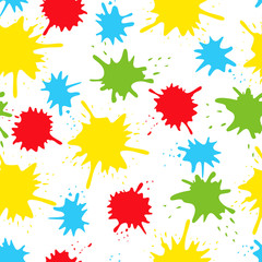 Colored blots on the white background seamless pattern.
