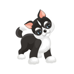 Funny husky puppy. Vector illustration in cartoon style.