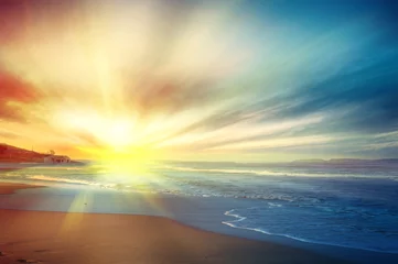 Photo sur Plexiglas Eau Coucher de soleil sur la mer