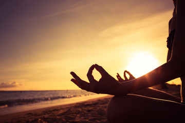 Peaceful relaxing meditation on the beach. 