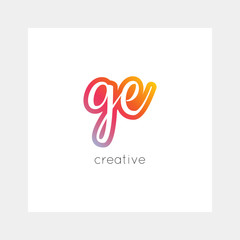 GE logo, vector. Useful as branding, app icon, alphabet combination, clip-art.