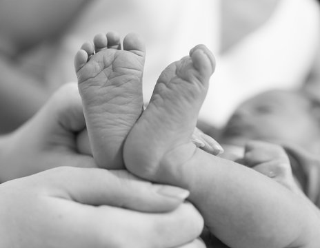 Newborn baby's feet. 