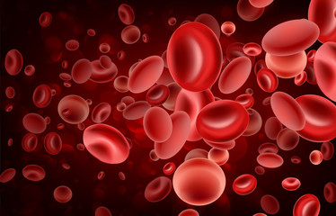 3d red streaming blood cells background.