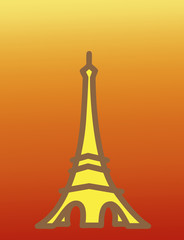 Illustration of the Eiffel Tower over sunset background