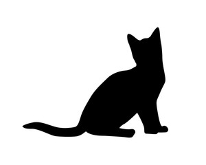 Cat silhouette on white backgruond.