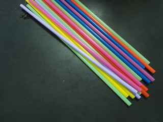 Colorful plastic straw use for  drinking beverage