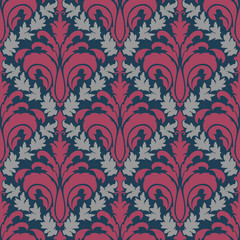 Vector damask seamless pattern background. Classical luxury old fashioned damask ornament, royal victorian seamless texture for wallpapers, textile, wrapping. Exquisite floral baroque template.