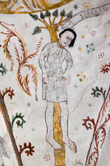 Fresco of the suicide of Judas Iscariot, hanging in a tree,