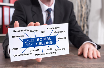 Social selling concept on an index card