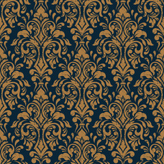 Vector damask seamless pattern background. Classical luxury old fashioned damask ornament, royal victorian seamless texture for wallpapers, textile, wrapping. Exquisite floral baroque template.