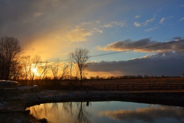 The reflection of the sunset