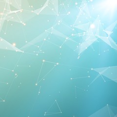 Abstract vector light blue mesh background. Futuristic technology style. Elegant background for business presentations. Flying debris. eps10