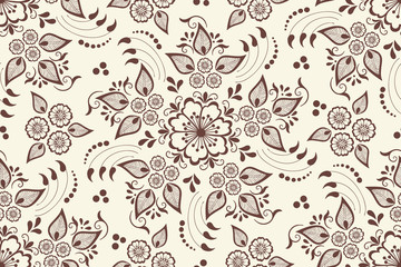 Vector floral seamless pattern element in Arabian style. Arabesque pattern. Eastern ethnic ornament. Elegant texture for backgrounds.