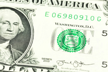 1 us-dollar bank note obverse detail