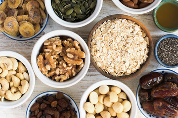 Healthy granola muesli ingredients