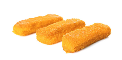 Cheese sticks on white background